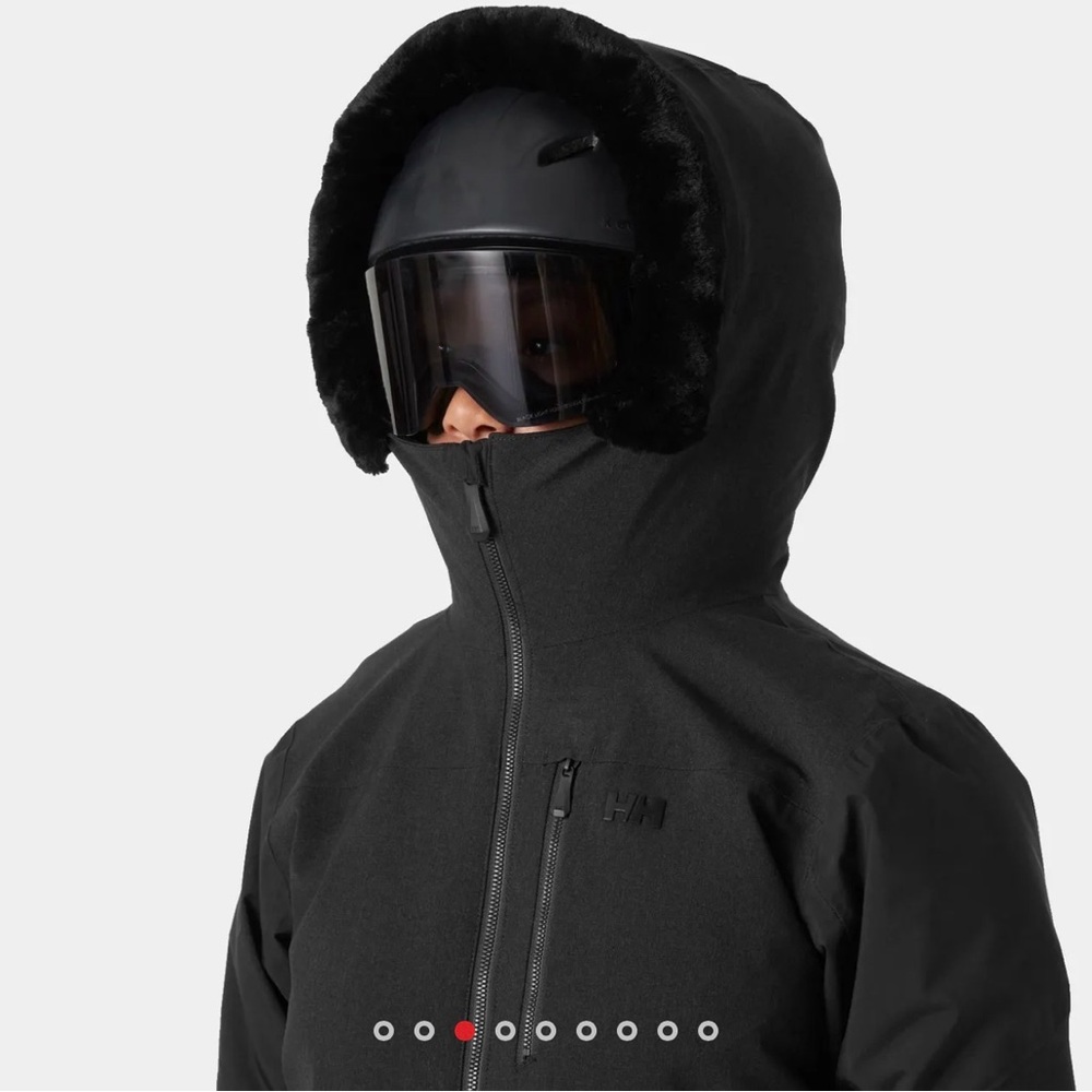 Helly Hansen Dark Hooded Jacket with Fur Trim